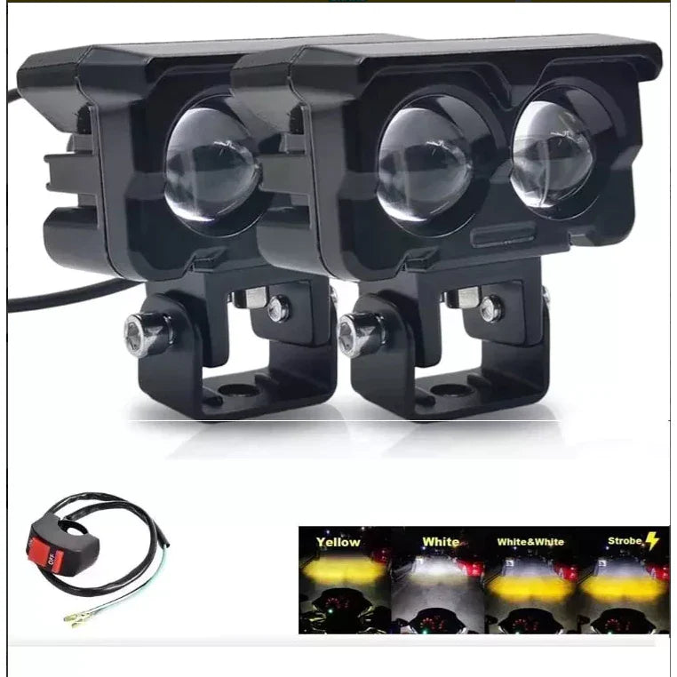 Par de Faróis de Milha LED para Motocicleta – Potência de 10.000 Lúmens com Luz Alta e Baixa