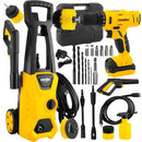Kit Limpeza Moto Carro Lavadora de Alta Pressão 1400W Parafusadeira Maleta Escova Vonder